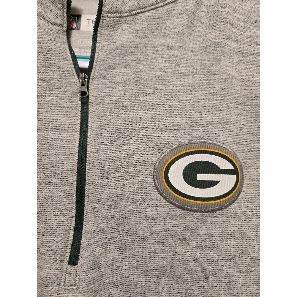 NFL Team Apparel Green Bay Packers Quarter Zip Pullover Heather Gray Mens Large - Picture 2 of 5